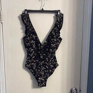 MICHAEL Michael Kors Black and White Floral One Piece Swimsuit